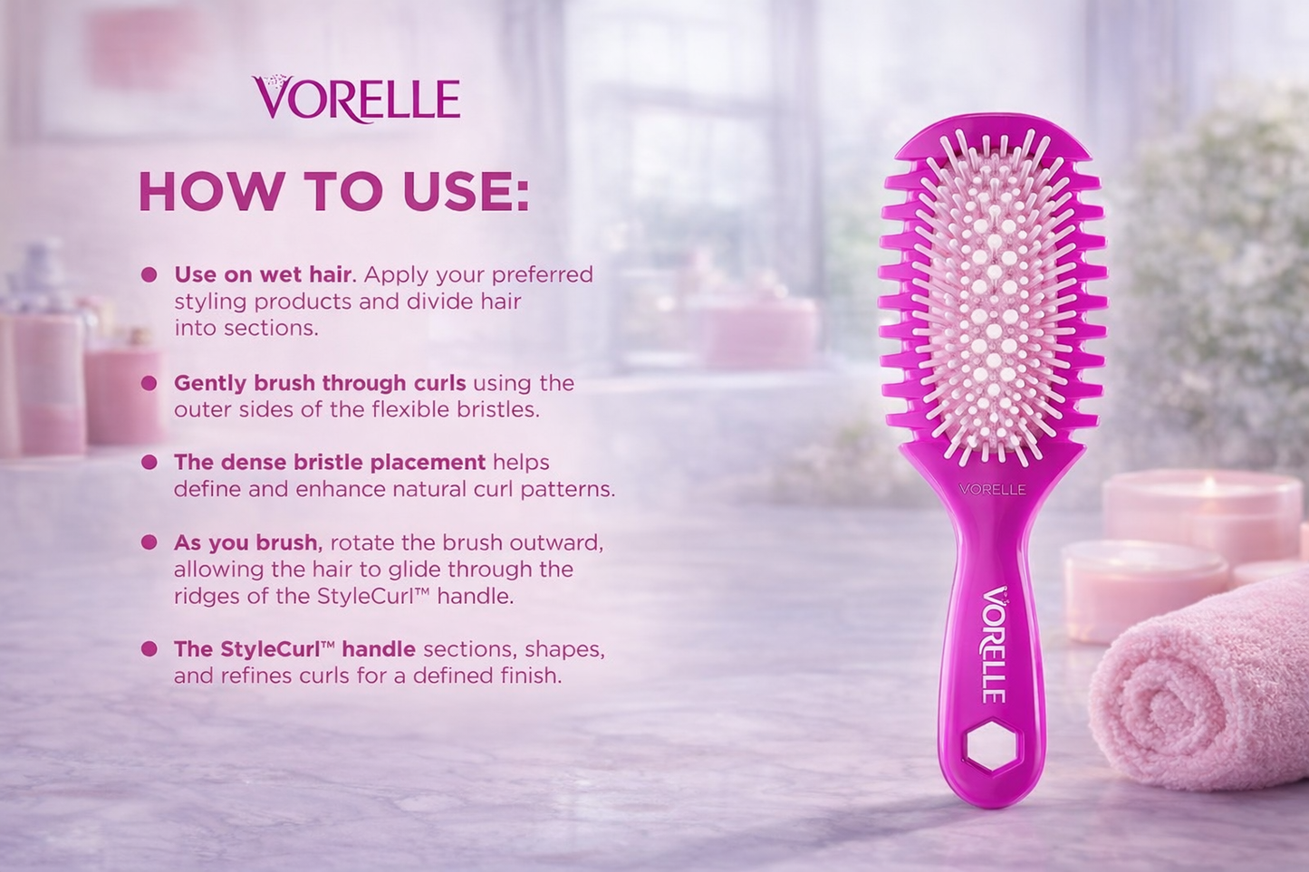 VORELLE™ Ultimate Curl-Defining Detangling Brush — Effortless Slip, Bold Definition, Salon-Perfect Curls